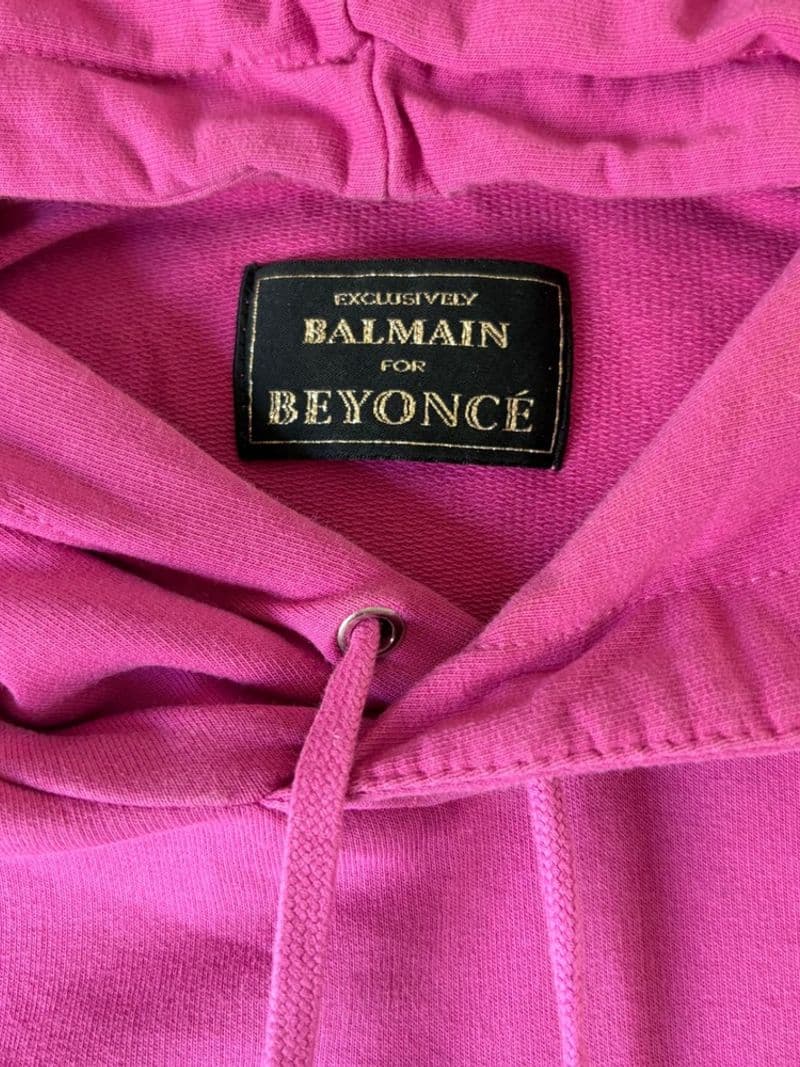 Balmain x Beyonce BAK Pink Cropped Hoodie Sequin Crest Womens Small — photo 2