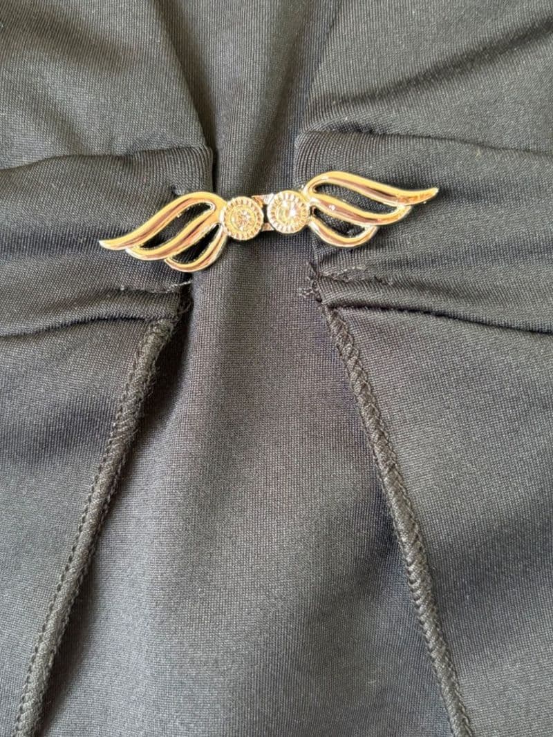 Euphoria Rave Black Wing Rhinestone Handkerchief Hem Crop Top Small NWT — photo 1