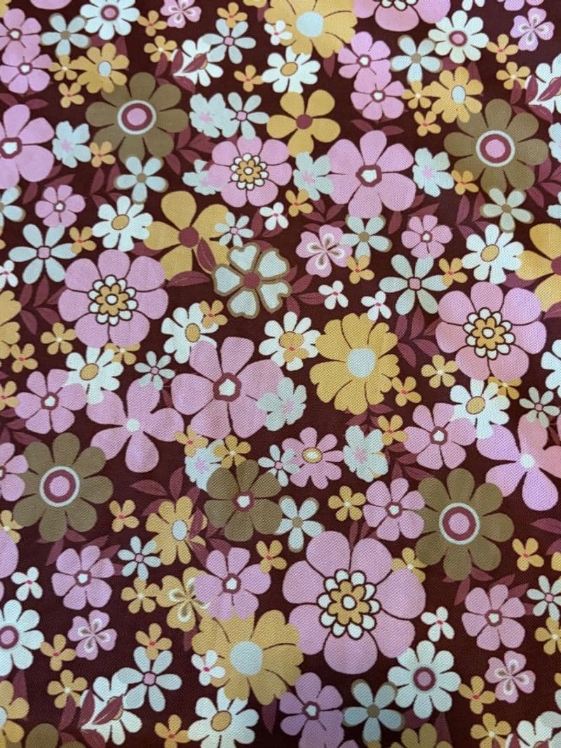 SHEIN MOD Retro Floral Mesh Mini Dress Pink Yellow Brown 70s Style NWT Size M — photo 3