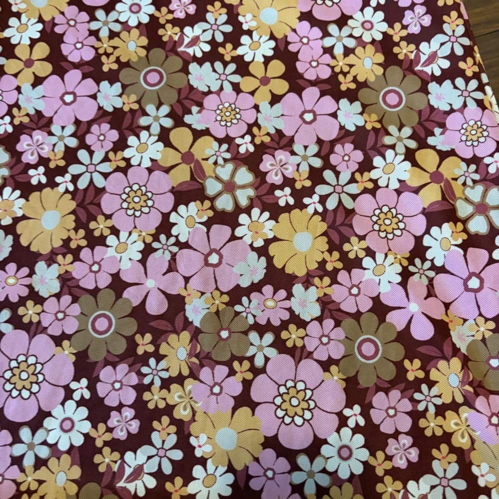 SHEIN MOD Retro Floral Mesh Mini Dress Pink Yellow Brown 70s Style NWT Size M — photo 3
