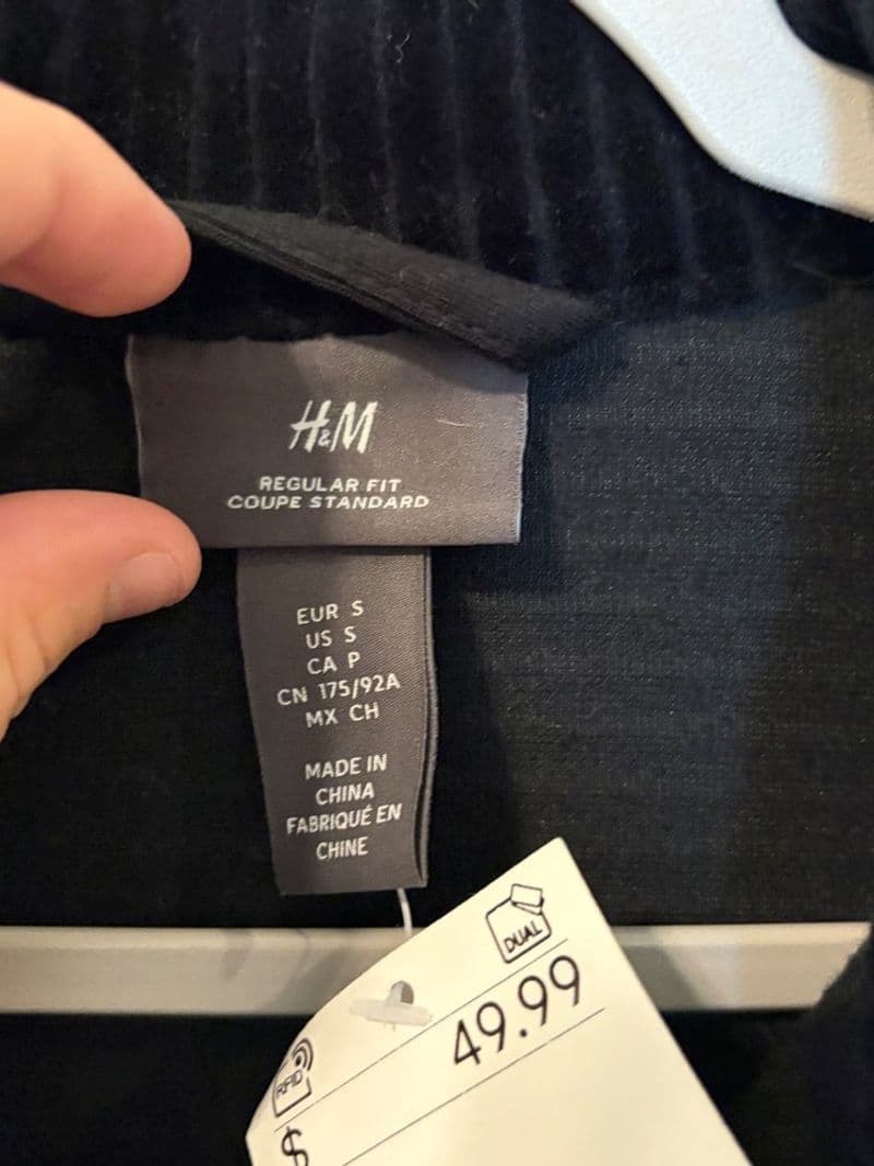H&M Black Corduroy Shirt Jacket Regular Fit Overshirt Small NWT — photo 2