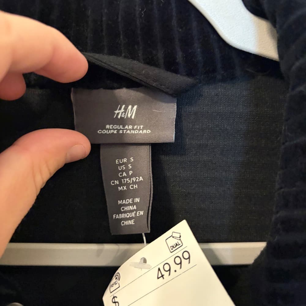 H&M Black Corduroy Shirt Jacket Regular Fit Overshirt Small NWT — photo 2