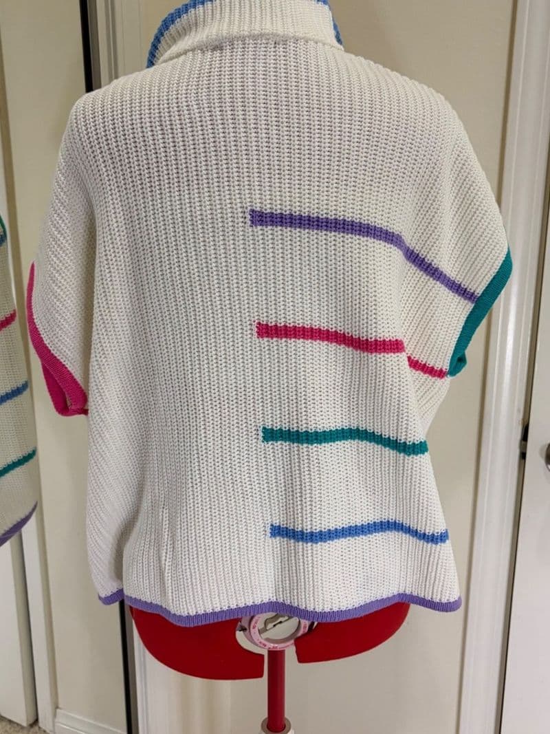 New York & Company 80s Style Colorblock Stripe Quarter Zip Sweater Vest XL NWT — photo 4
