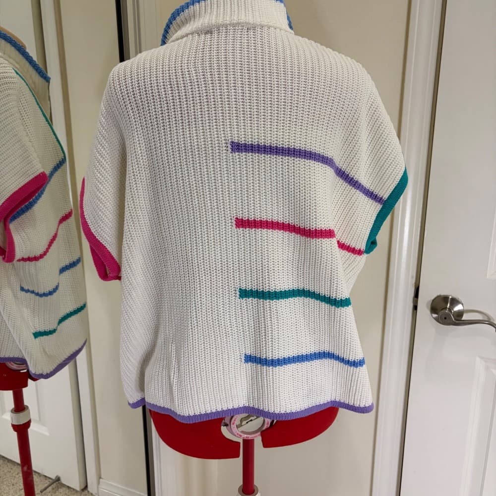 New York & Company 80s Style Colorblock Stripe Quarter Zip Sweater Vest XL NWT — photo 4