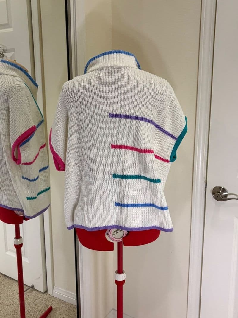 New York & Company 80s Style Colorblock Stripe Quarter Zip Sweater Vest XL NWT — photo 3
