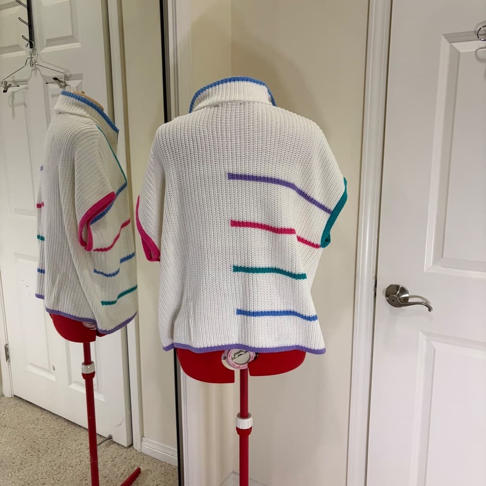 New York & Company 80s Style Colorblock Stripe Quarter Zip Sweater Vest XL NWT — photo 3