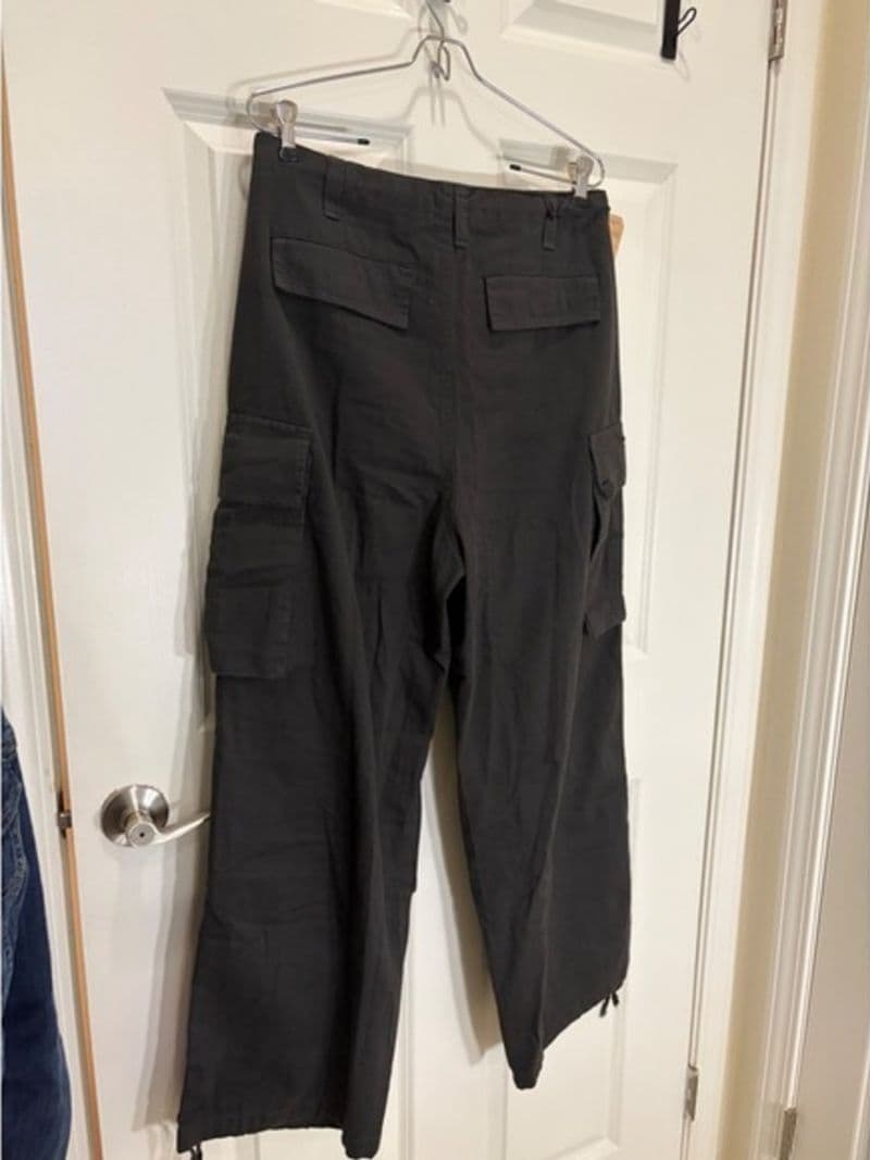 PMGO Mens Cargo Pants Black Drawstring Waist Multiple Pockets Size Large — photo 3