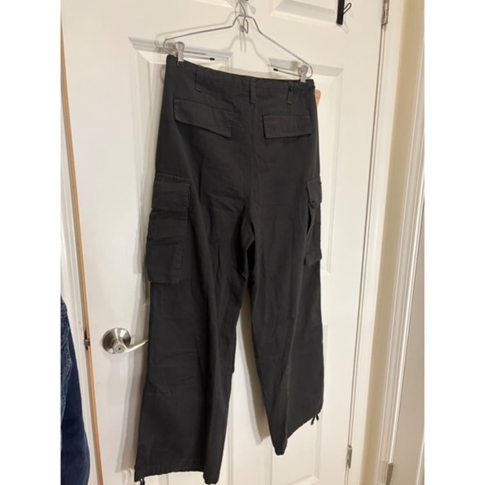 PMGO Mens Cargo Pants Black Drawstring Waist Multiple Pockets Size Large — photo 3