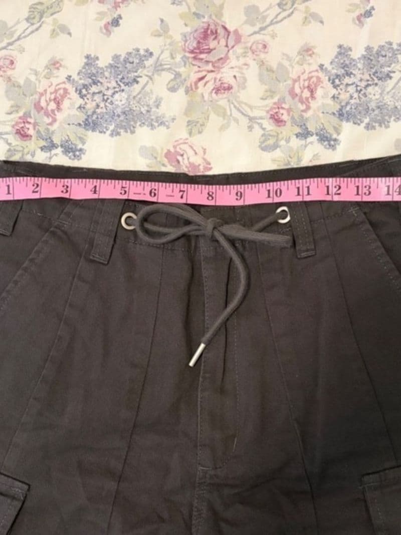 PMGO Mens Cargo Pants Black Drawstring Waist Multiple Pockets Size Large — photo 6