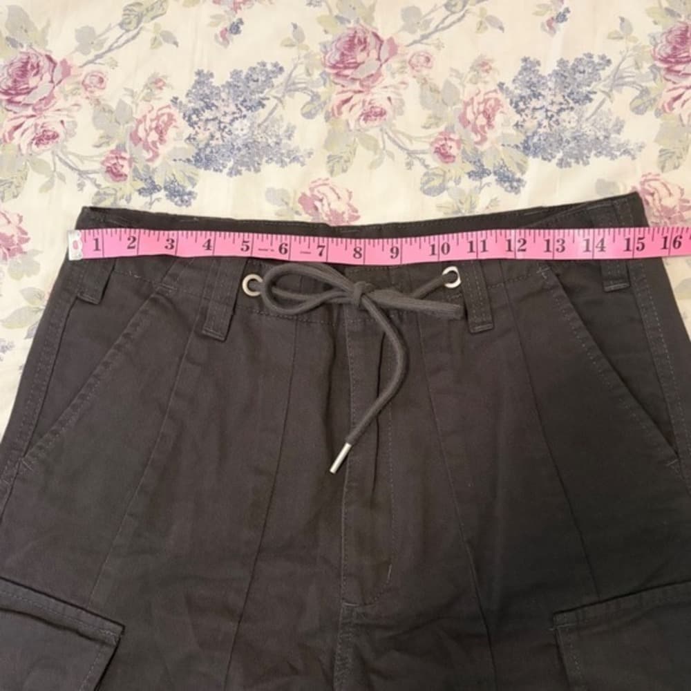 PMGO Mens Cargo Pants Black Drawstring Waist Multiple Pockets Size Large — photo 6