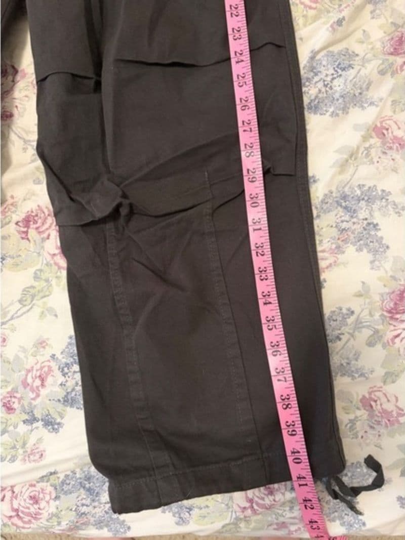 PMGO Mens Cargo Pants Black Drawstring Waist Multiple Pockets Size Large — photo 7