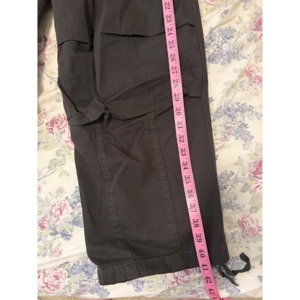 PMGO Mens Cargo Pants Black Drawstring Waist Multiple Pockets Size Large — photo 7