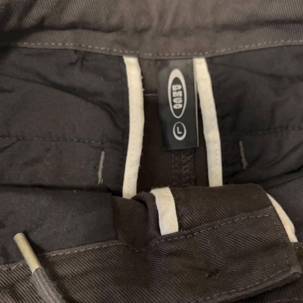 PMGO Mens Cargo Pants Black Drawstring Waist Multiple Pockets Size Large — photo 5