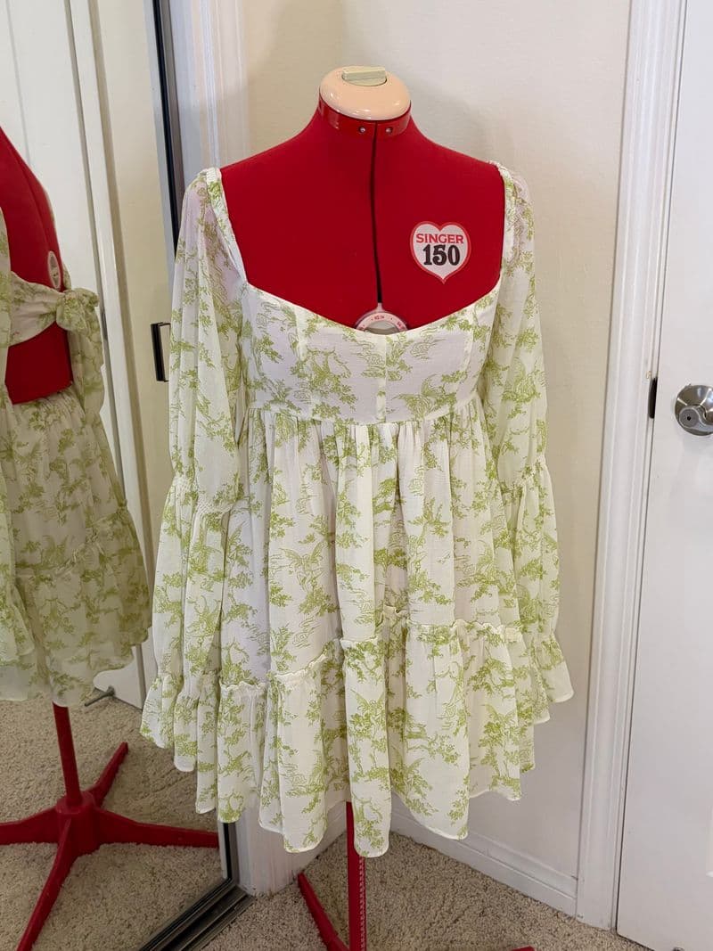 Green Toile urban outfitters dress front view