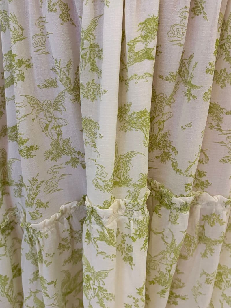 Green toile dress from urban outfitters fabric
