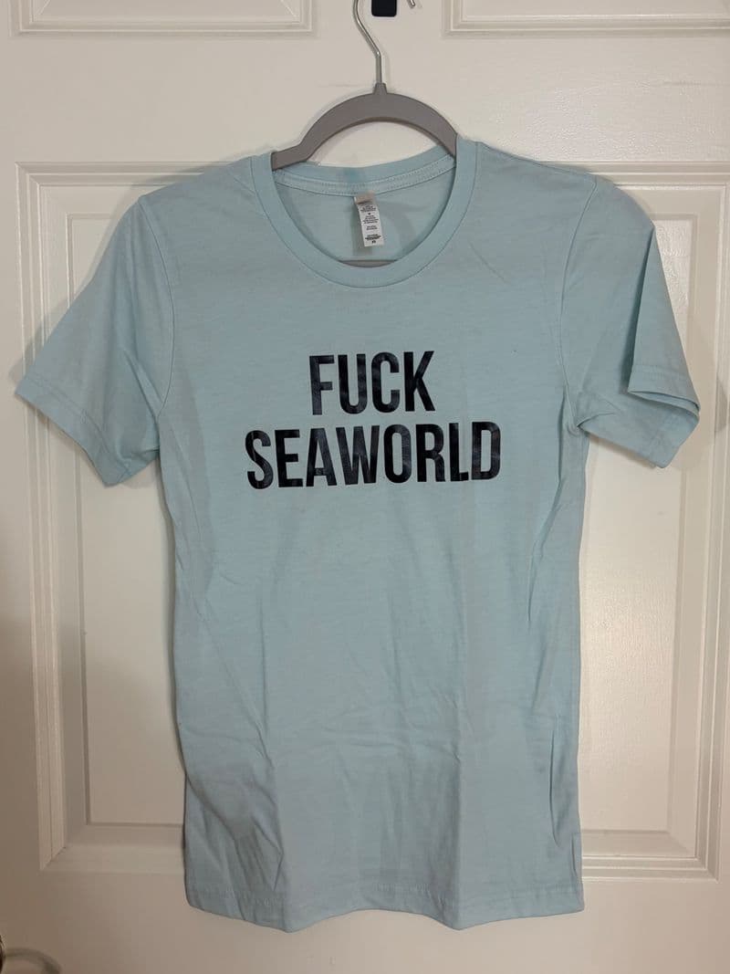 Canvas Bella Fuck SeaWorld Graphic Tee Light Blue Activist T-Shirt XS