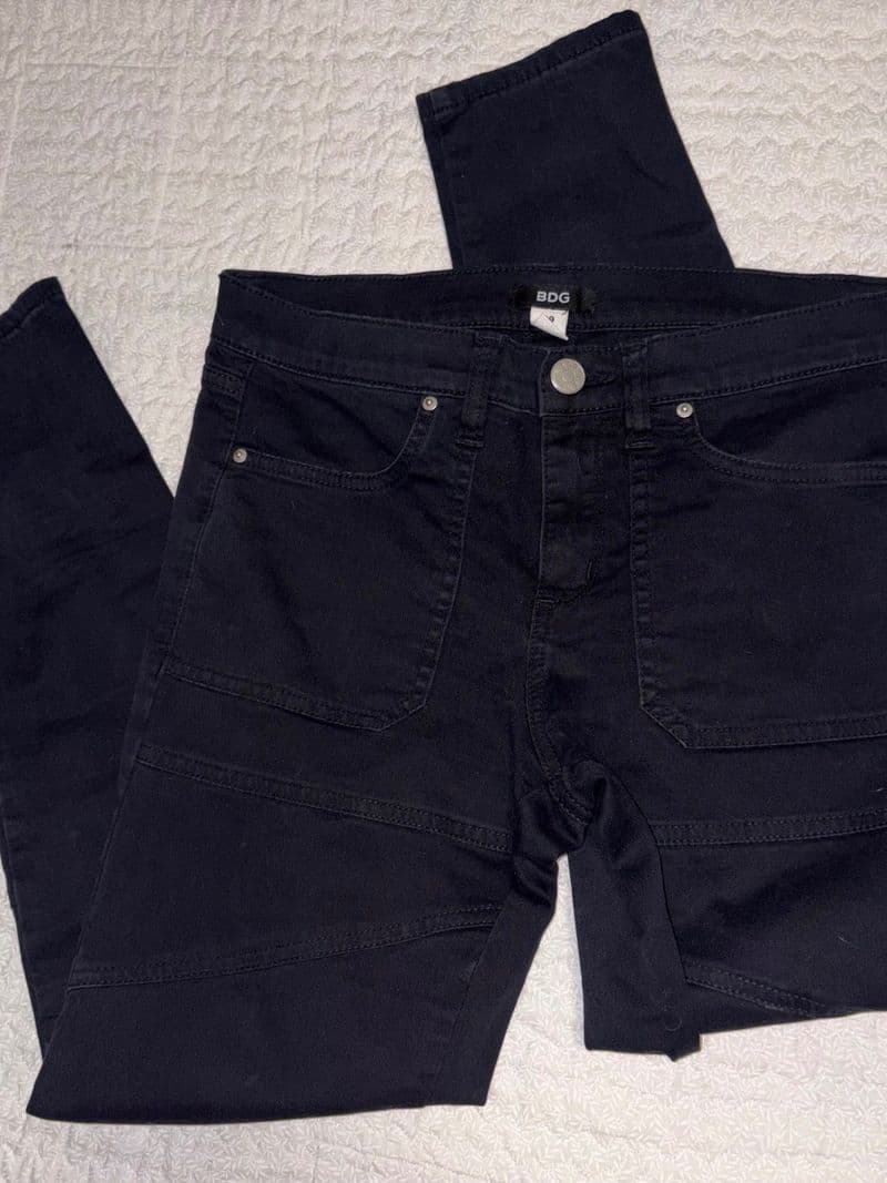 BDG Black Moto Skinny Jeans Womens 29 Ankle Zipper Patch Pocket Stretch Denim — photo 1