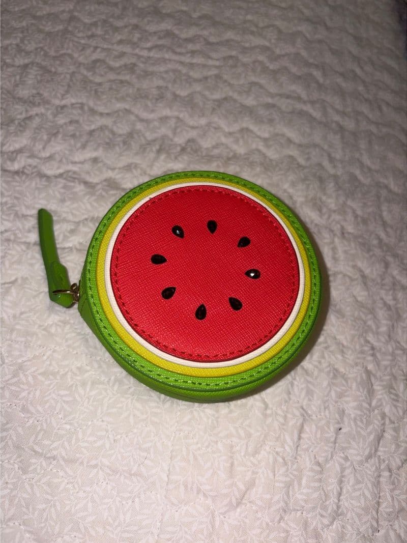 Kate Spade New York Watermelon Coin Purse Saffiano Leather Round Zip Pouch Green — photo 1