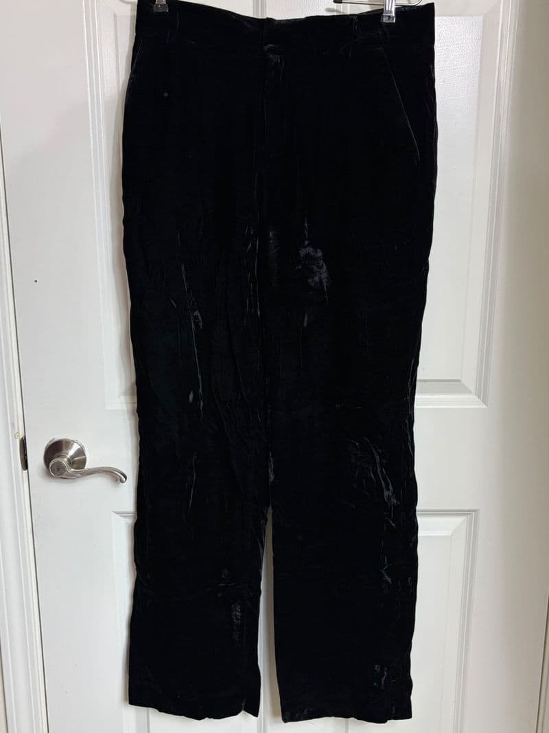 Zara Black Velvet Trousers Straight Leg Pants Womens Size Medium M Velvet — photo 1