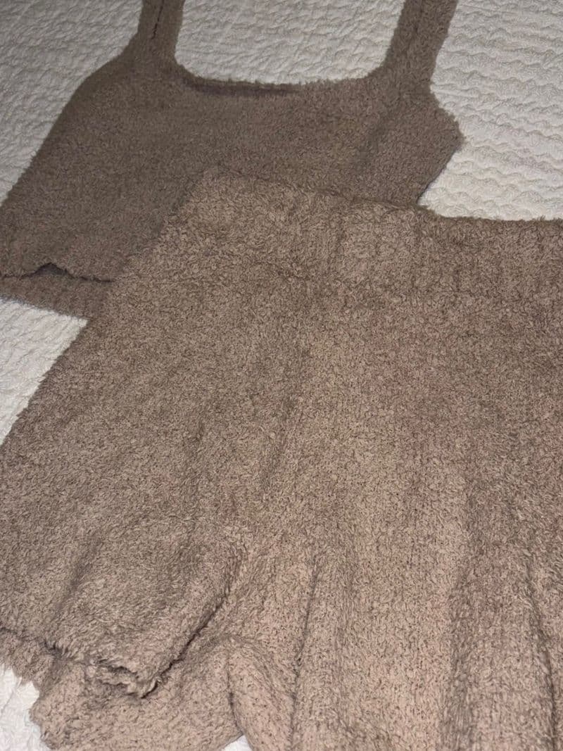 SKIMS Cozy Knit Tank and Short Set Dusk Brown Boucle Lounge Set SM — photo 1