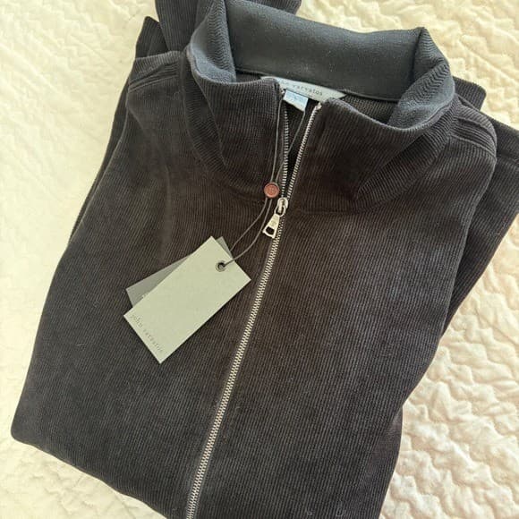 John Varvatos Mens Corduroy Full Zip Jacket Black L — photo 1