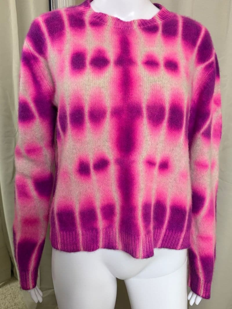 The Elder Statesman Pink Purple Tie Dye 100% Cashmere Crewneck Sweater Medium — photo 1