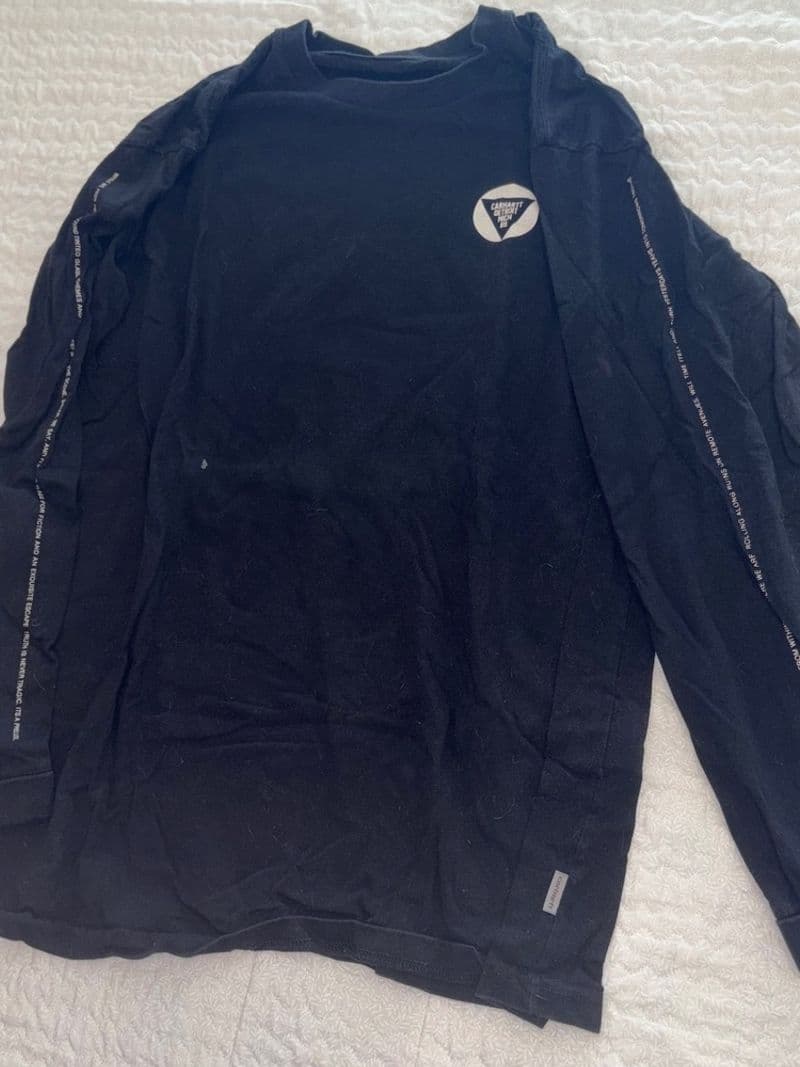 Carhartt WIP Mens Black Long Sleeve Detroit Mich 89 Graphic T-Shirt Medium — photo 1