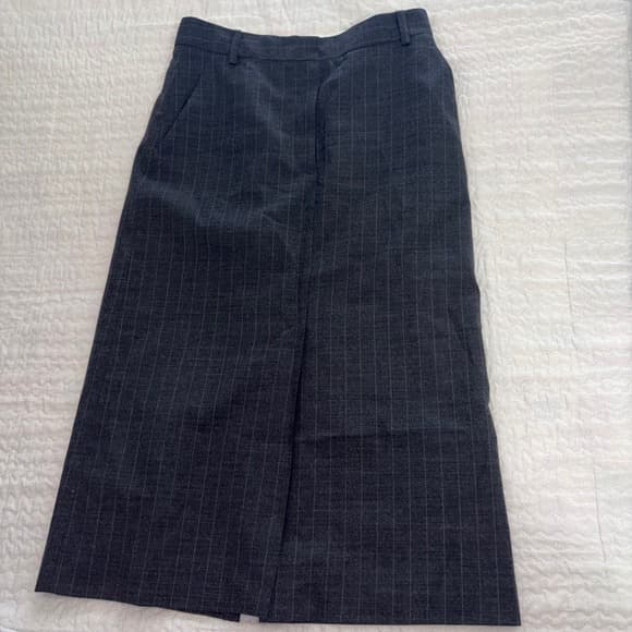 Arket Grey Pinstripe Midi Skirt Charcoal Straight Tailored Office EUR 38 — photo 1