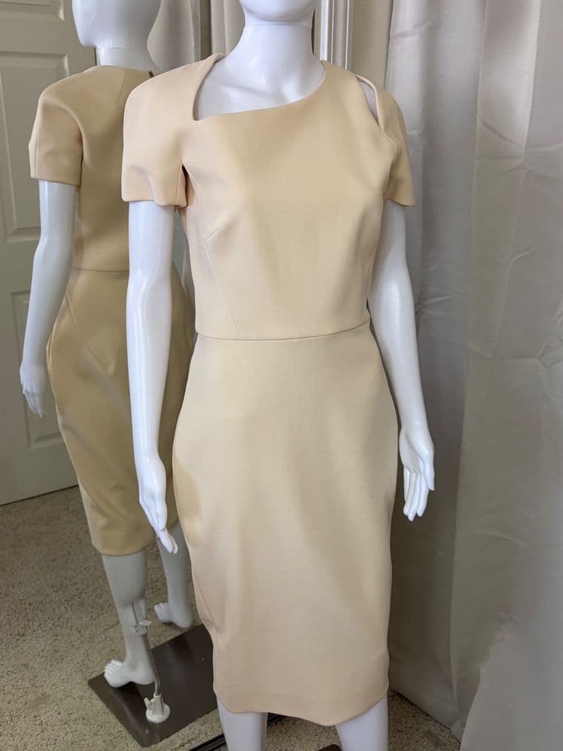 Victoria Beckham Barneys NY Cream Wool Silk Cut Out Sheath Dress UK 12 US 8 — photo 1