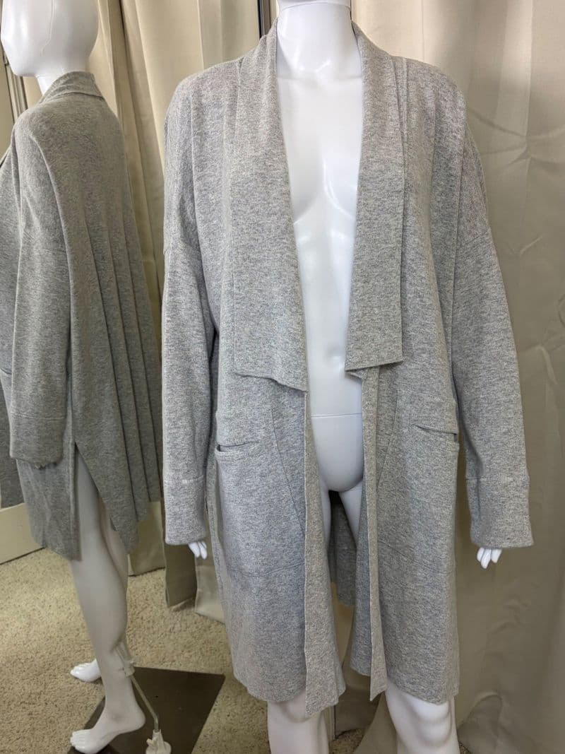 Roller Rabbit Heather Gray Wool Cashmere Blend Draped Open Front Cardigan OS — photo 1