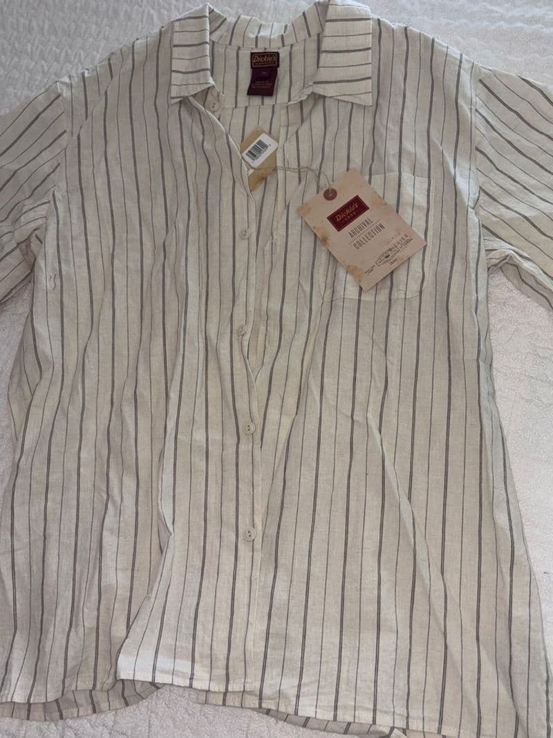 Dickies 1922 Archival Collection Heritage Shirt Striped Cream Mens XL — photo 1