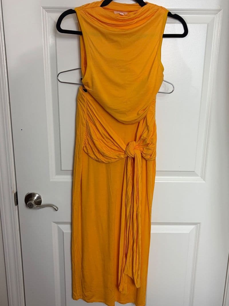 Camila Coelho 2 Piece Set Orange Cowl Neck Crop Top & Knotted Maxi Skirt XS — photo 1