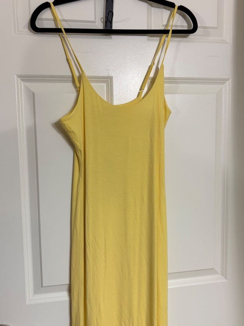 Fashion Nova Ajay Maxi Dress Butter Yellow Jersey Knit Spaghetti Strap Size M — photo 1