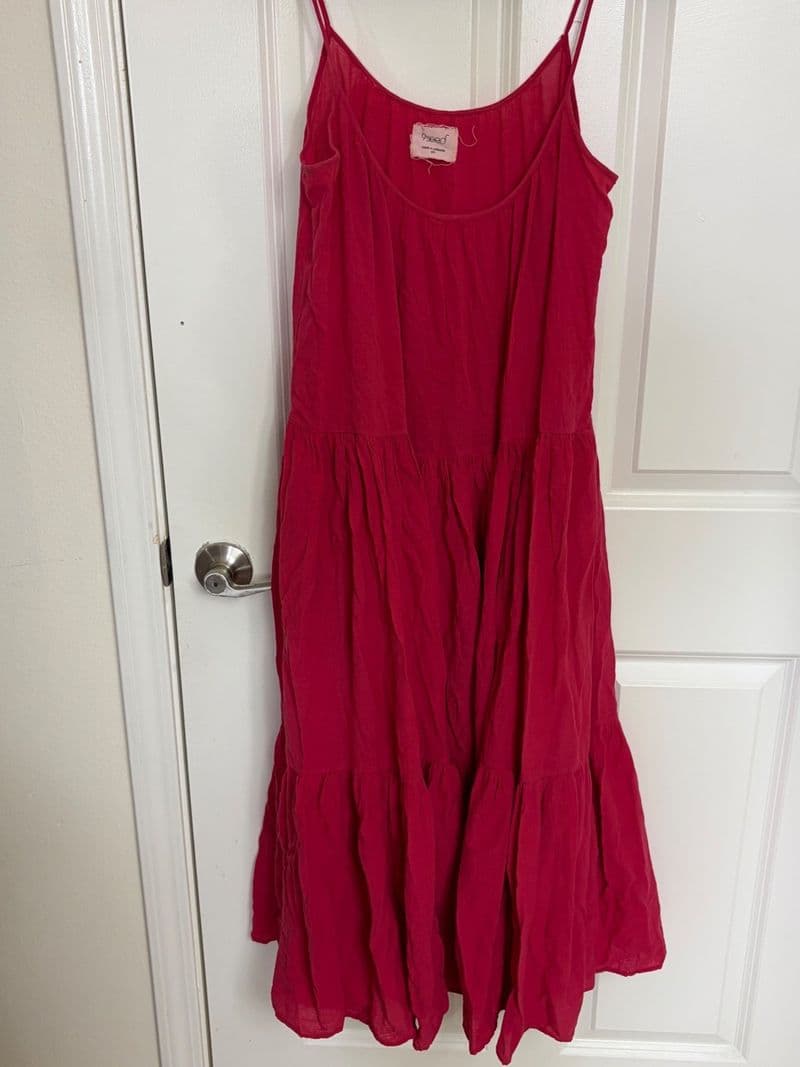 9seed St Tropez Tiered Cotton Gauze Maxi Dress Pink Raspberry Made in USA P/S — photo 1