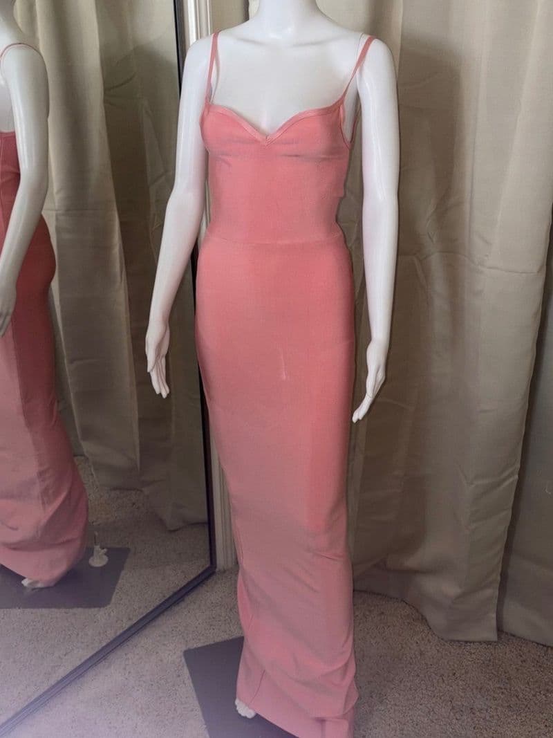 House of CB fifi London Pink Bandage Maxi Dress Sweetheart Neckline Small — photo 1