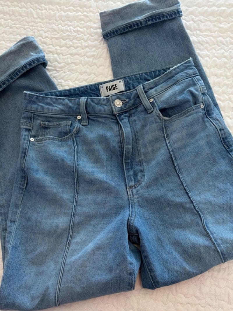Paige Noella High Rise Straight Leg Blue Jeans Front Seam Seamed Denim 28 — photo 1