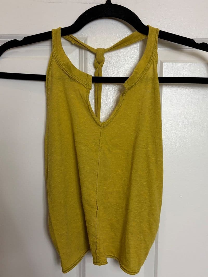 FP Movement Free People Mustard Yellow Knotted T-Back Tank Top Small — photo 1