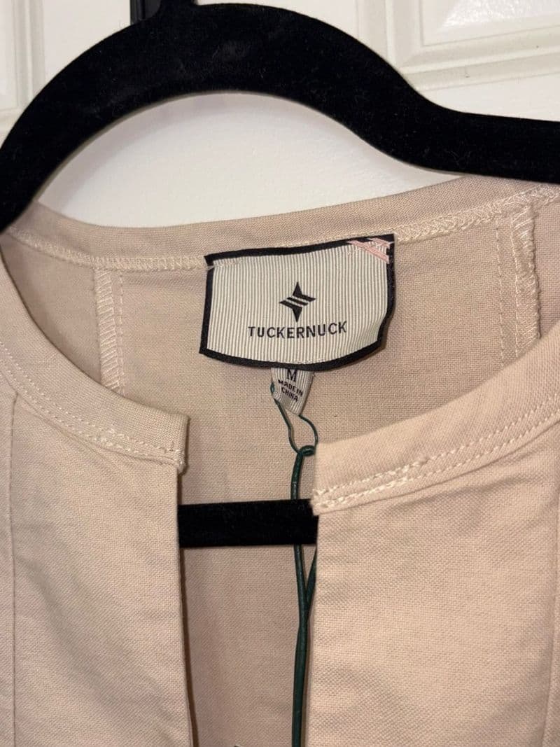 Tuckernuck Stone Callahan Tunic Dress Beige Pleated Cotton Mini Medium NWT — photo 1