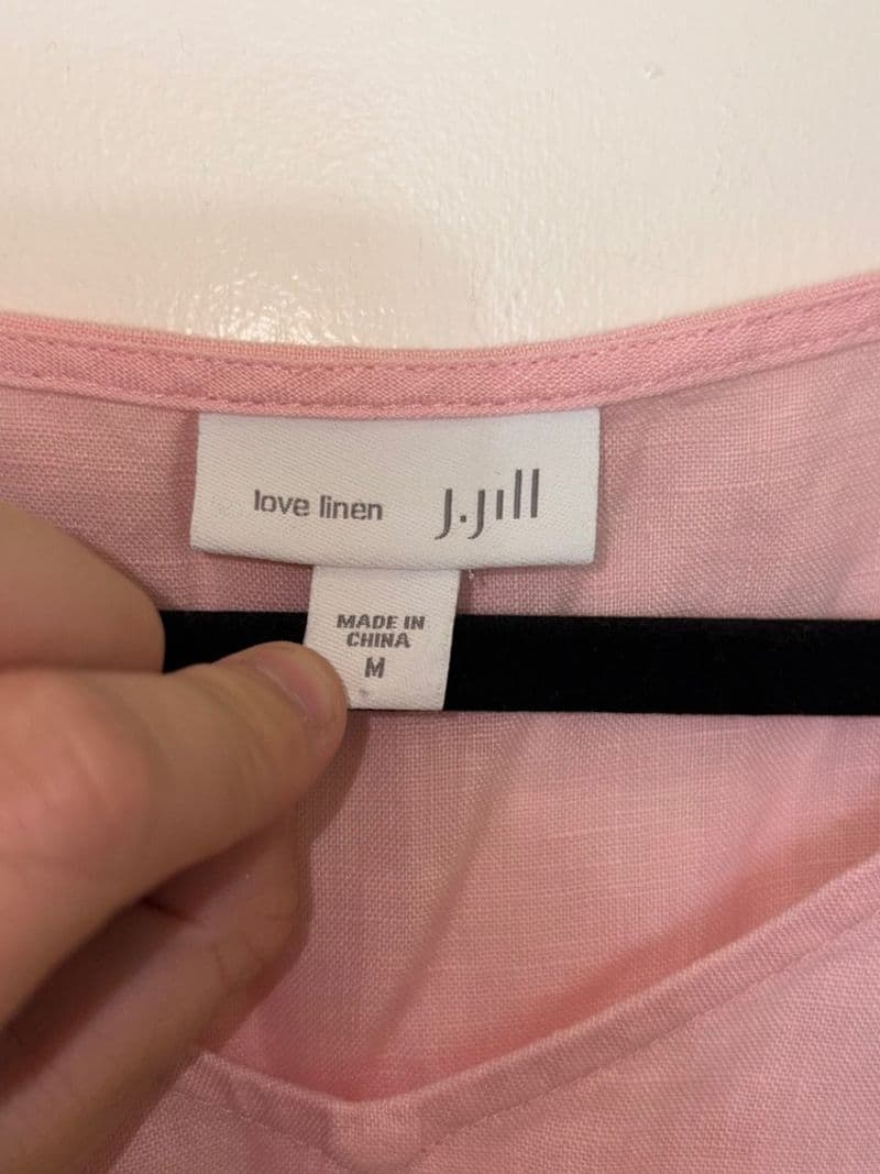 J.Jill Love Linen Pink Sleeveless V-Neck Shift Dress Womens Medium 100% Linen — photo 1
