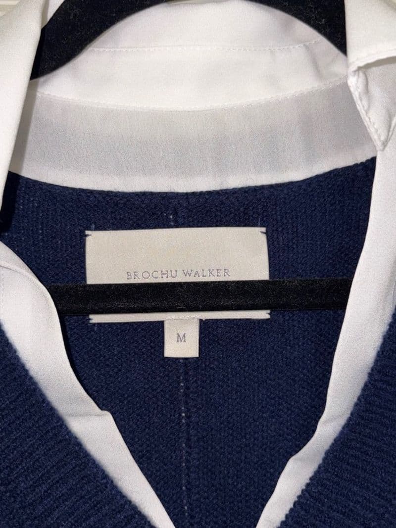 Brochu Walker Navy V-Neck Layered Pullover Wool Cashmere Sweater M — photo 1