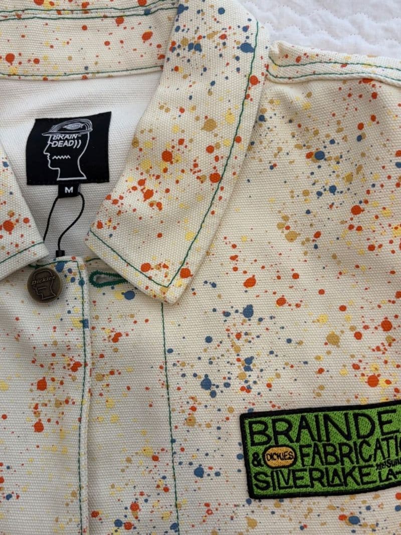 Brain Dead Dickies Gardening Jacket Whisper White Paint Splatter DK011243 Mens M — photo 1