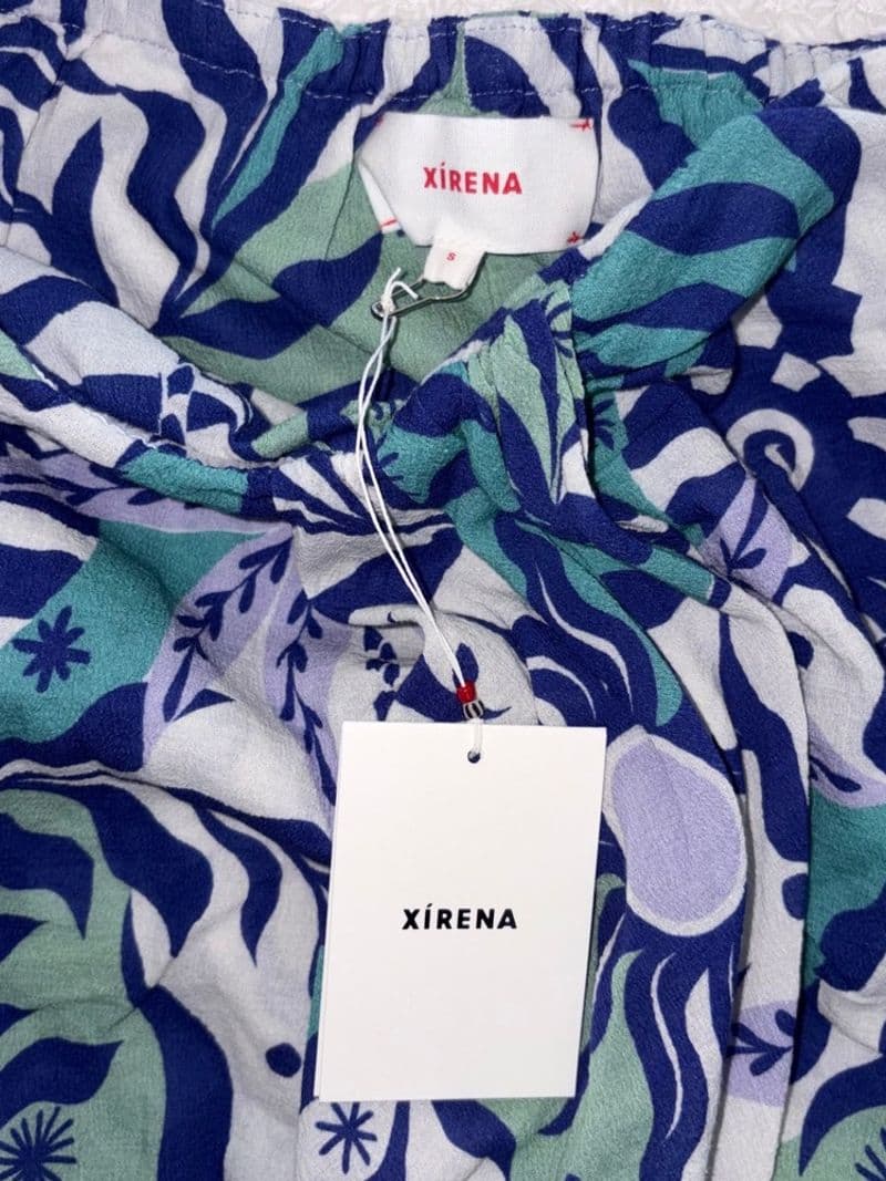 Xirena Celia Skirt Stellar Blue Heli Tropical Floral Cotton Midi Skirt S NEW — photo 1