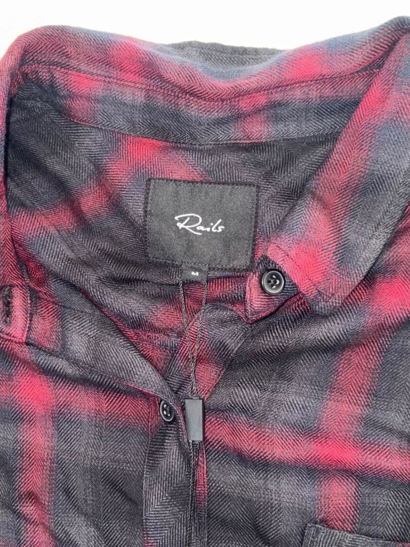 Rails Malin Hunter Plaid Button Down Shirt Red Charcoal Grey Top Size M NEW — photo 1