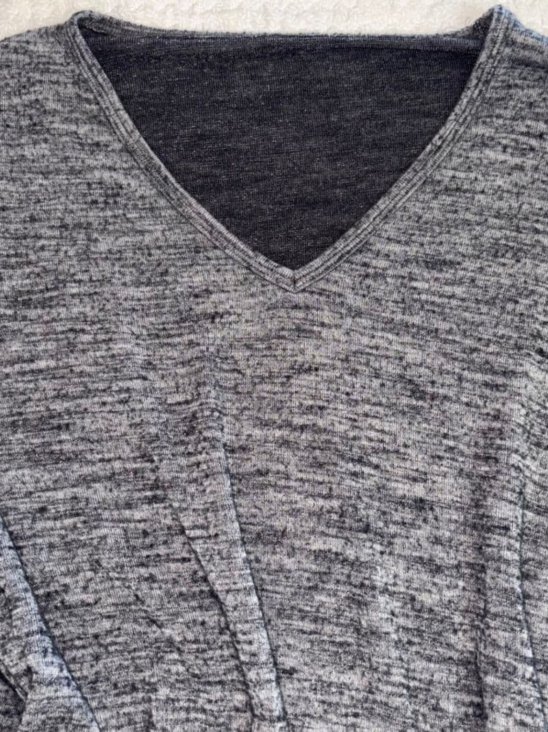 Unbranded Marled Grey V-Neck Dolman Sleeve Oversized Knit Top Medium — photo 1