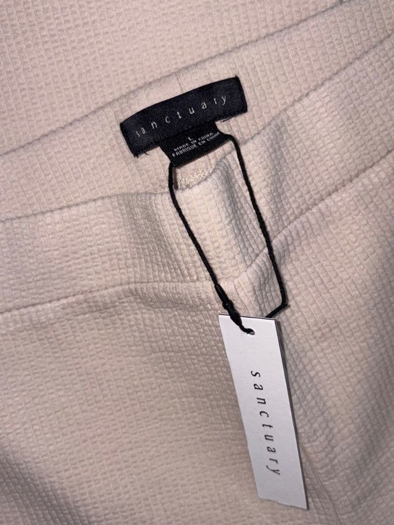 Sanctuary Women Beige Waffle Knit Flared Leg Lounge Pants NWT Size L — photo 1
