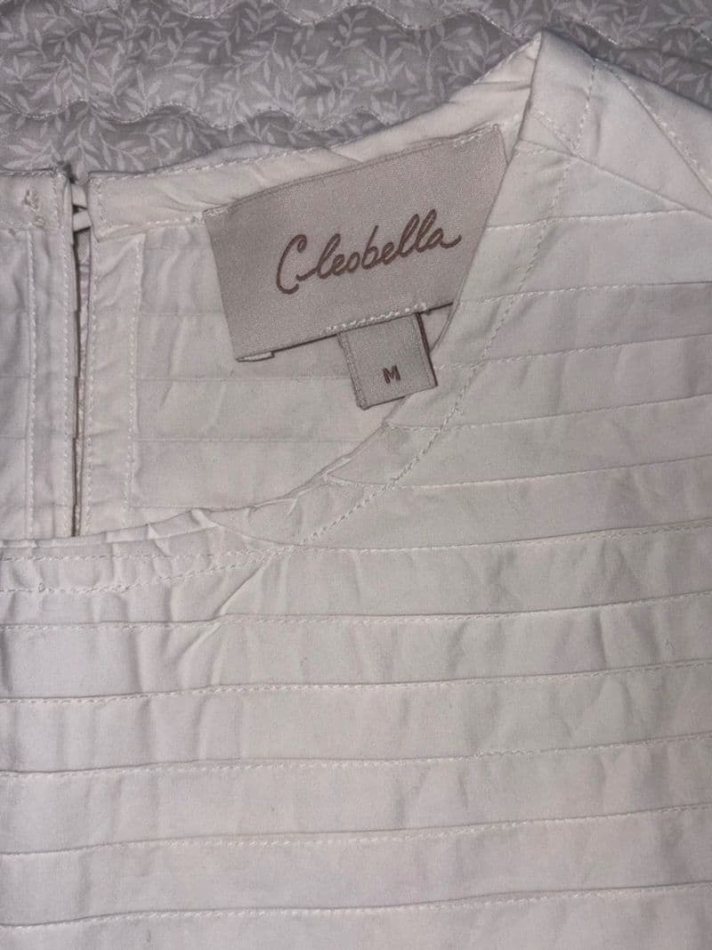 Cleobella White Organic Cotton Pintuck Lantern Sleeve Blouse Top Medium NWT — photo 1