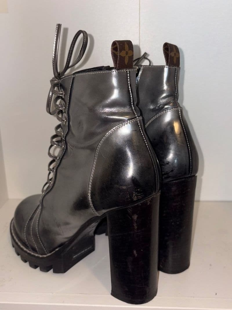 Louis Vuitton Star Trail Ankle Boots Metallic Silver Black Block Heel SZ 40 — photo 1