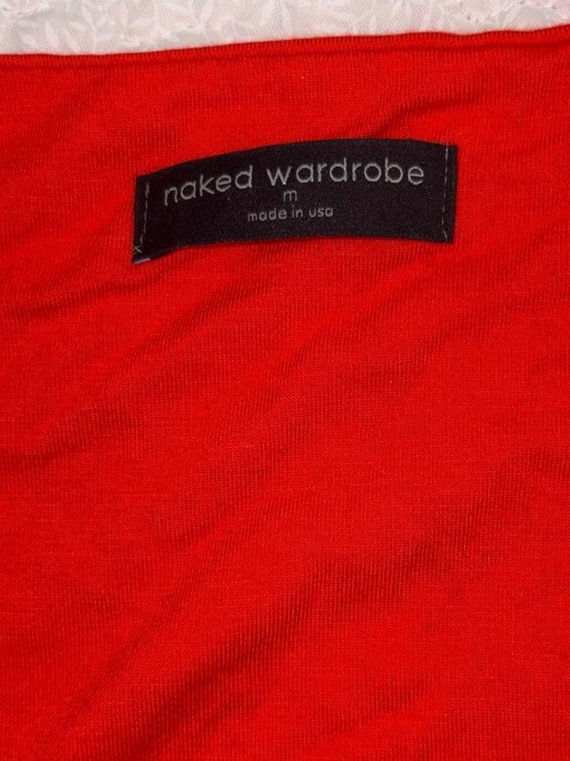 Naked Wardrobe Red Ruched V-Neck Sleeveless Crop Top Medium Made in USA — photo 1