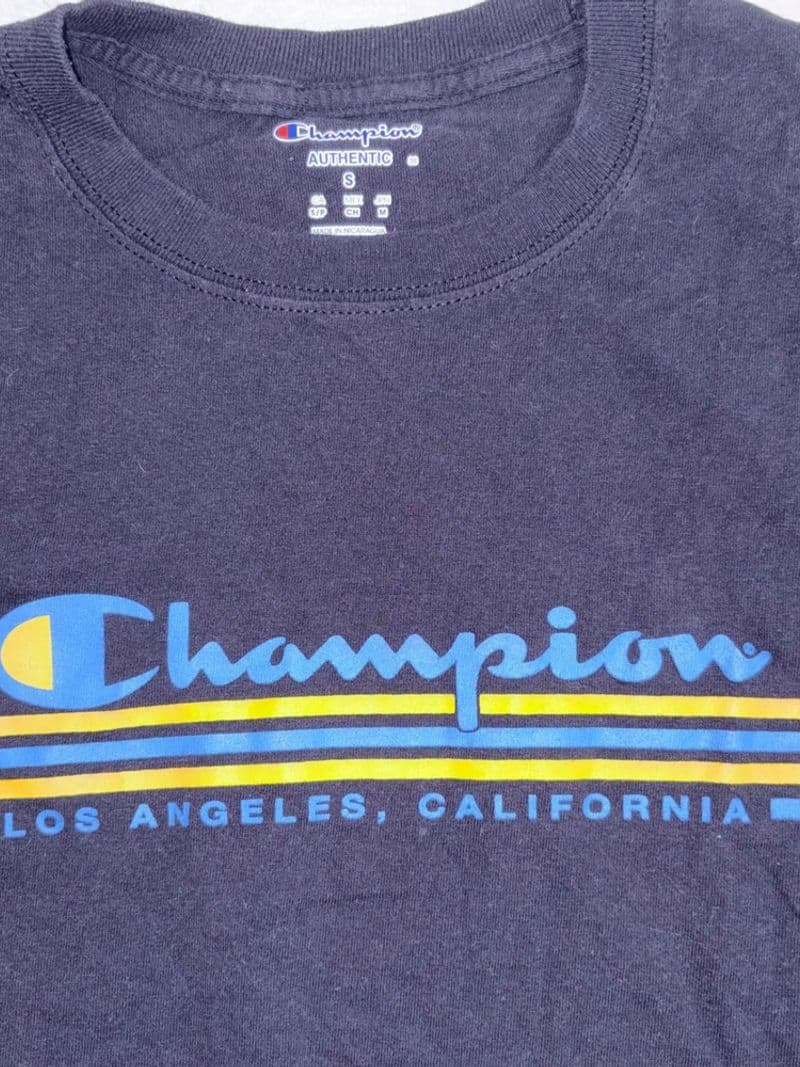 Champion Los Angeles California Graphic T-Shirt Navy Blue Small Mens Tee — photo 1