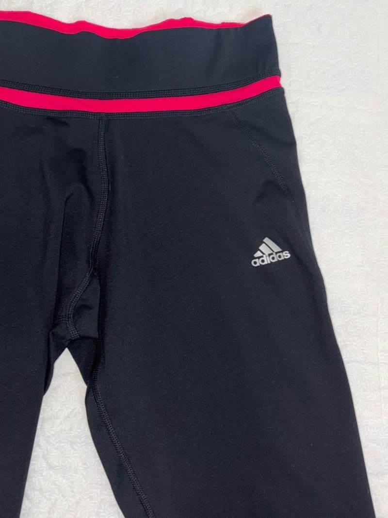 Adidas Climalite capri Leggings Black Pink Trim Workout Pants Womens Small — photo 1